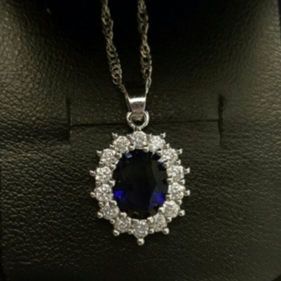 18K Plated Sapphire Elements Swarovski Women's Necklace - Picture 5 of 8